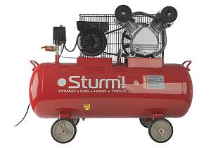 Компрессор воздушный масляный Sturm! AC931031, 2,4кВт, 370 л/мин, ресивер 100 л, ременной привод