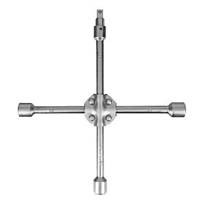Ключ-крест баллонный, 17 х 19 х 21 х 22 мм, под квадрат 1/2, усиленный, с переходником на 1/2 Stels